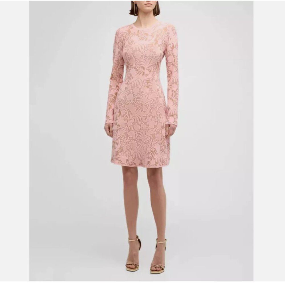 Lela Rose Floral Jacquard Fit & Flare Knit Dress